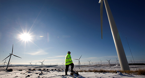 Worker at Whitelee Windfarm