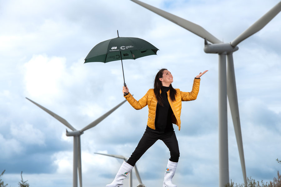 Laura Tobin poses at Windfarm