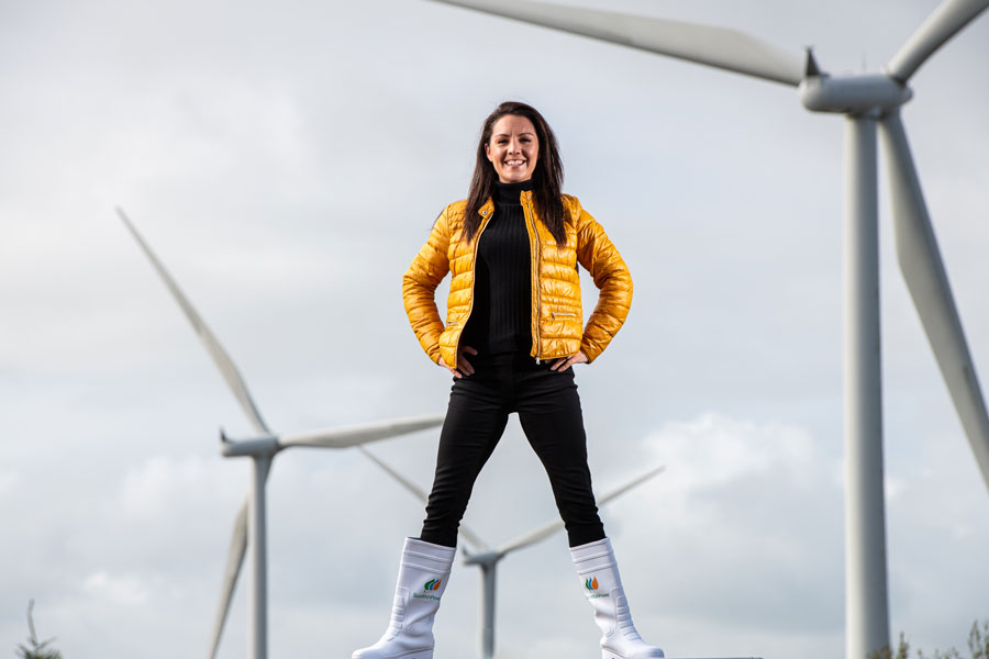 Laura Tobin poses at Windfarm