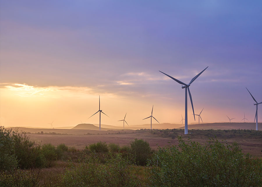 Sunset over windfarm