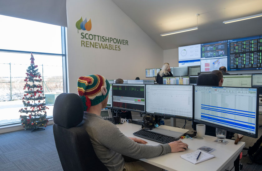 Whitelee workers sit at their desks to keep the lights on during christmas