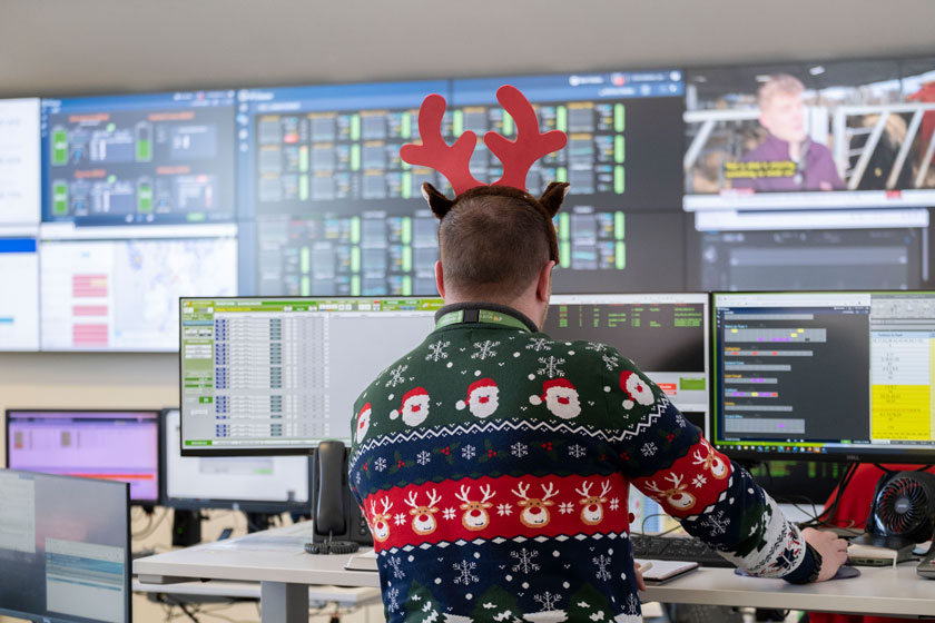 Whitelee workers sit at their desks to keep the lights on during christmas