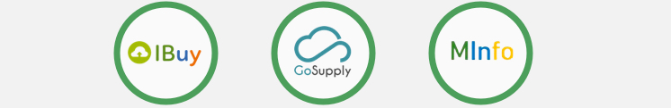 iBuy, Gosupply and Minfo logos